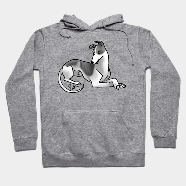 Dog - Greyhound - Black and White Hoodie by Jen's Dogs Custom Gifts and Designs